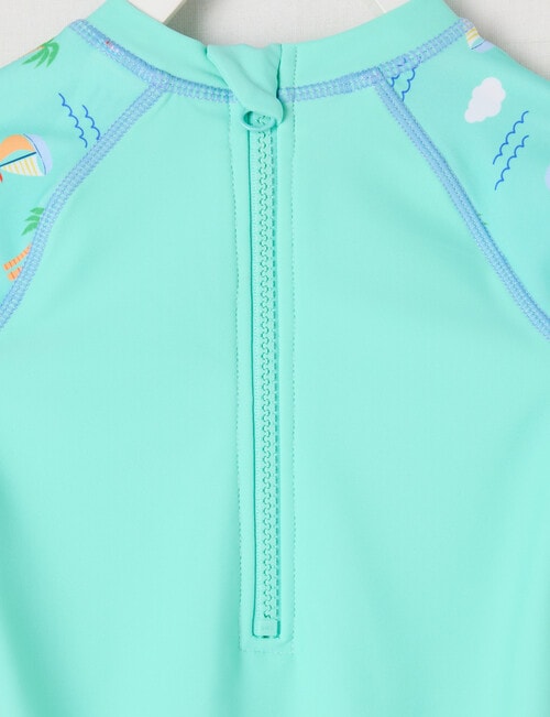 Teeny Weeny Sailboat Long Sleeve Rash Suit, Mint product photo View 02 L