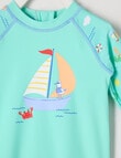 Teeny Weeny Sailboat Long Sleeve Rash Suit, Mint product photo View 03 S