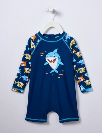 Teeny Weeny Swim Rash Suit, Navy Shark product photo