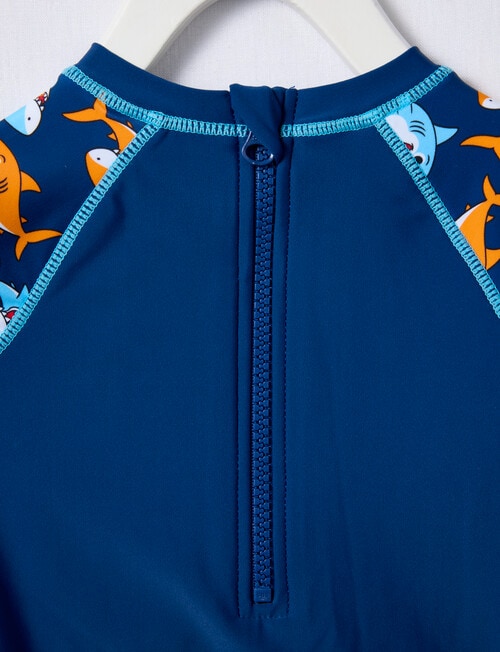 Teeny Weeny Swim Rash Suit, Navy Shark product photo View 05 L