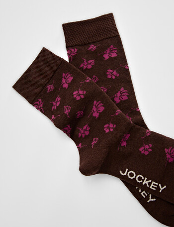 Jockey Woman Wool Blend Crew Socks, Chocolate Berry Flower, 3-8 product photo