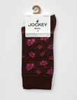 Jockey Woman Wool Blend Crew Socks, Chocolate Berry Flower, 3-8 product photo View 02 S