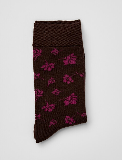 Jockey Woman Wool Blend Crew Socks, Chocolate Berry Flower, 3-8 product photo View 03 L