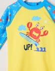 Teeny Weeny Crab Long Sleeve Rash Suit, Yellow product photo View 03 S