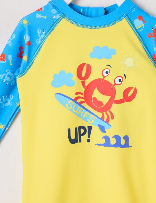 Teeny Weeny Crab Long Sleeve Rash Suit, Yellow product photo View 03 L