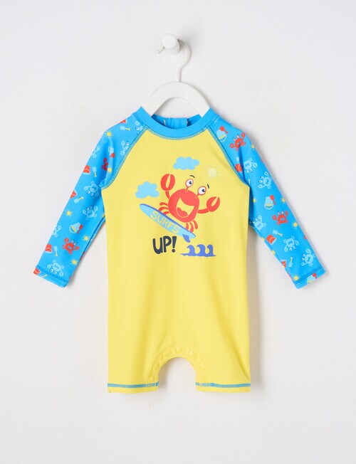 Teeny Weeny Crab Long Sleeve Rash Suit, Yellow product photo View 05 L
