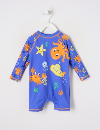 Teeny Weeny Octopus Long Sleeve Rash Suit, Blue product photo