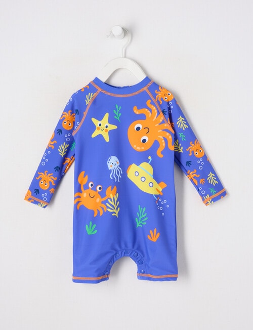 Teeny Weeny Octopus Long Sleeve Rash Suit, Blue product photo