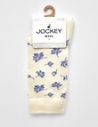 Jockey Woman Wool Blend Crew Socks, White Blue Flower, 3-8 product photo View 02 S