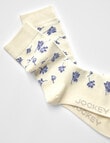 Jockey Woman Wool Blend Crew Socks, White Blue Flower, 3-8 product photo View 03 S