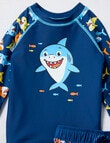 Teeny Weeny Swim Rash Top & Board Short Set, 2-Piece, Blue Shark product photo View 02 S