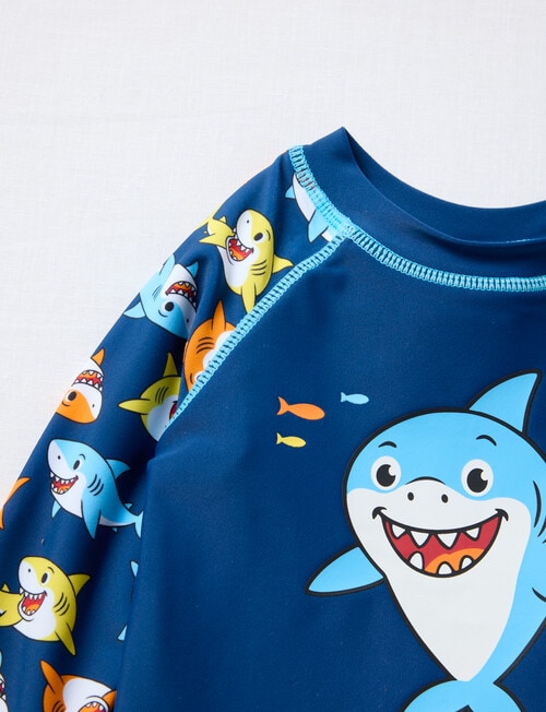 Teeny Weeny Swim Rash Top & Board Short Set, 2-Piece, Blue Shark product photo View 04 L