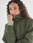 Zest Lounge Brushed 1/4 Zip Sweatshirt, Beetle Green product photo