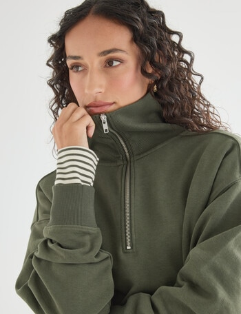 Zest Lounge Brushed 1/4 Zip Sweatshirt, Beetle Green product photo