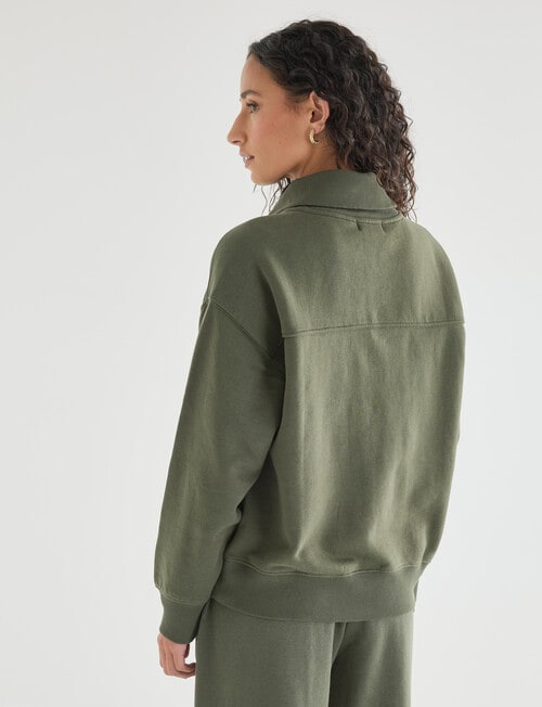 Zest Lounge Brushed 1/4 Zip Sweatshirt, Beetle Green product photo View 02 L