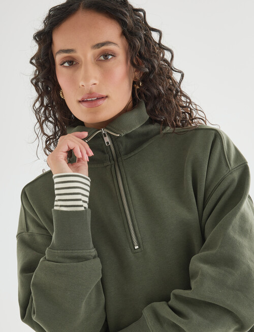 Zest Lounge Brushed 1/4 Zip Sweatshirt, Beetle Green product photo View 06 L
