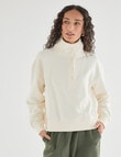 Zest Lounge Brushed 1/4 Button Sweater, Cream product photo