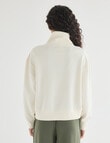 Zest Lounge Brushed 1/4 Button Sweater, Cream product photo View 02 S