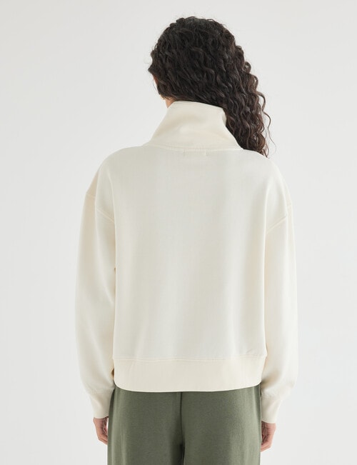 Zest Lounge Brushed 1/4 Button Sweater, Cream product photo View 02 L