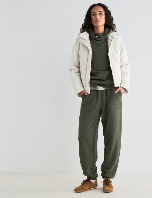 Zest Lounge Brushed Hoodie, Beetle Green product photo View 03 L
