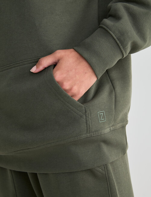 Zest Lounge Brushed Hoodie, Beetle Green product photo View 04 L