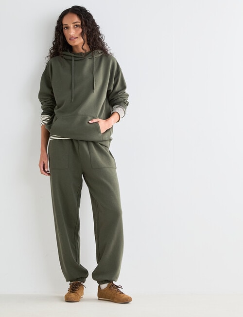 Zest Lounge Brushed Hoodie, Beetle Green product photo View 07 L