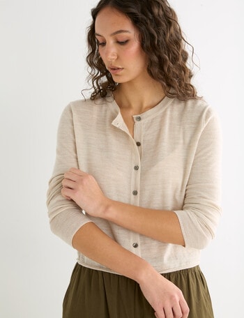 Mineral Esther Cardigan, Oatmeal product photo
