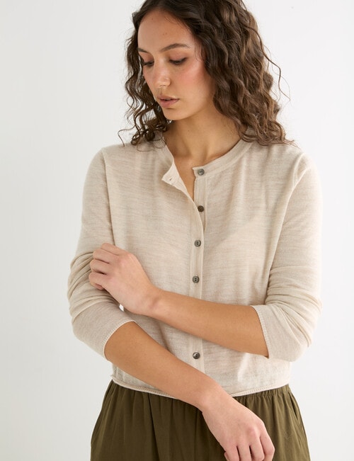 Mineral Esther Cardigan, Oatmeal product photo