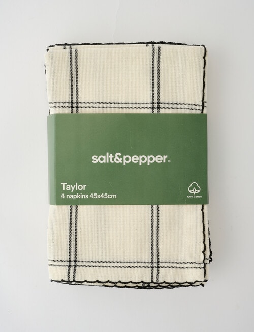 Salt&Pepper Taylor Napkin, Set of 4, Black & White product photo View 02 L