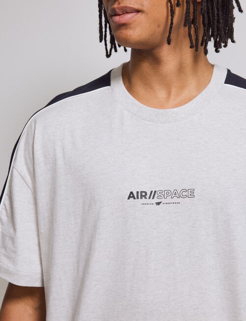 AIR SPACE Shoulder Piping Tee, Grey & Black product photo View 04 L