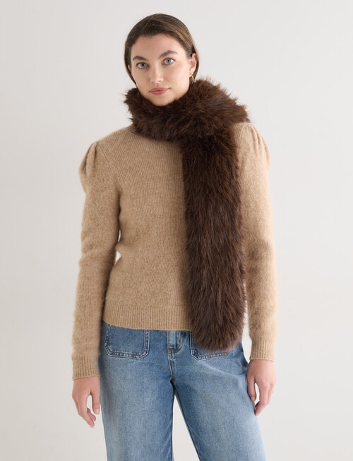 Boston + Bailey Faux Fur Scarf, Chocolate product photo View 04 L