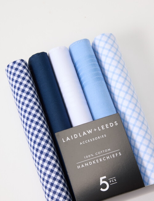 Laidlaw + Leeds Handkerchief, 5-Pack, Blue product photo View 02 L
