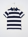 Mac & Ellie Stripe Short Sleeve Polo, Navy product photo