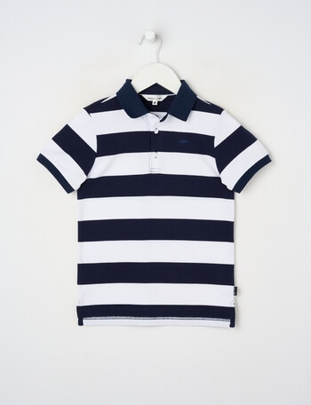 Mac & Ellie Stripe Short Sleeve Polo, Navy product photo