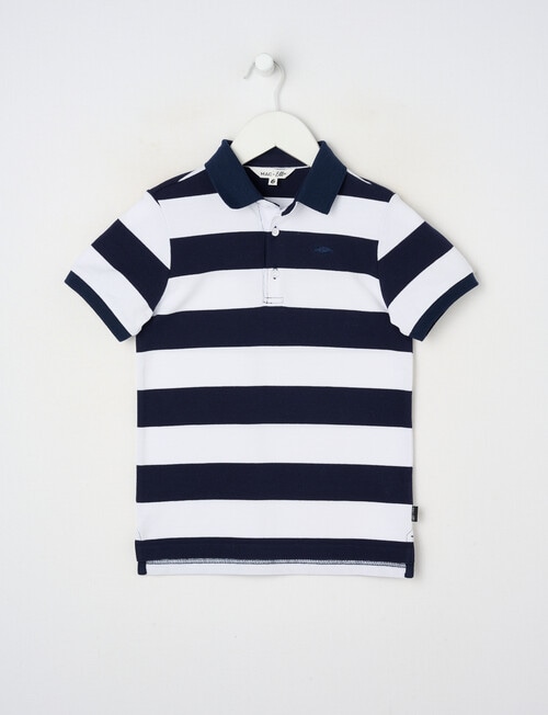 Mac & Ellie Stripe Short Sleeve Polo, Navy product photo