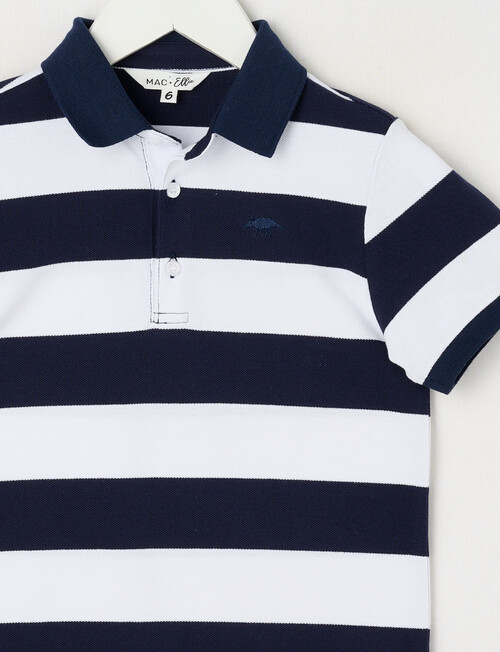 Mac & Ellie Stripe Short Sleeve Polo, Navy product photo View 02 L