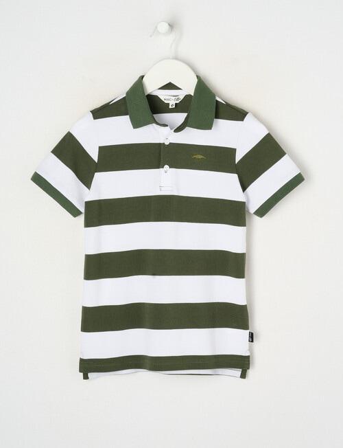 Mac & Ellie Stripe Short Sleeve Polo Shirt, Olive product photo