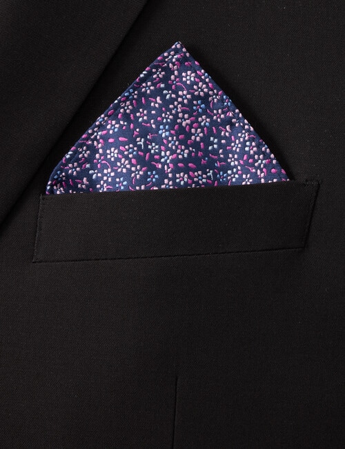 Laidlaw + Leeds Sakura Pocket Square, Navy product photo View 03 L