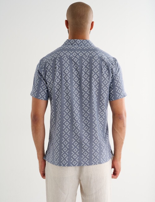 Gasoline Short Sleeve Ikat Shirt, Blue product photo View 02 L