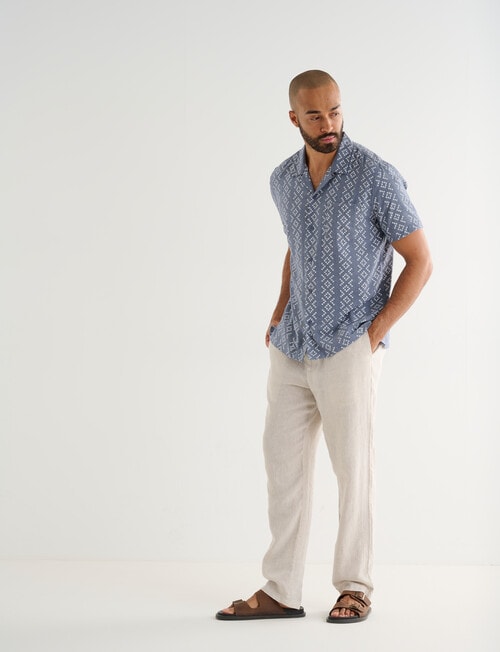 Gasoline Short Sleeve Ikat Shirt, Blue product photo View 03 L