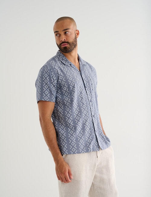 Gasoline Short Sleeve Ikat Shirt, Blue product photo View 05 L
