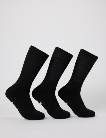 Gym Equipment Grip Crew Socks, 3-Pack, Black product photo