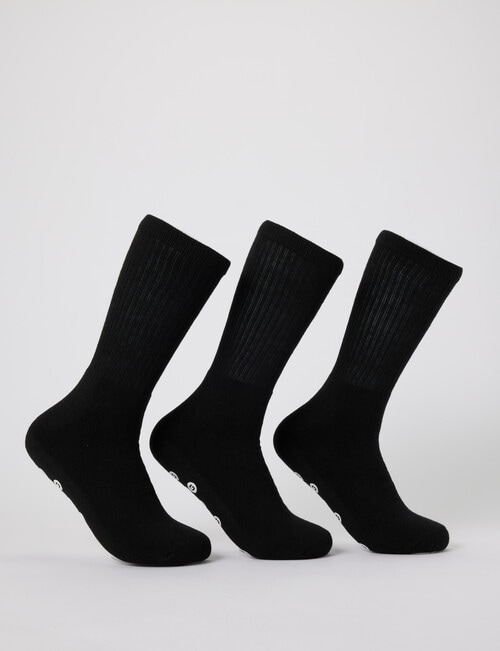 Gym Equipment Grip Crew Socks, 3-Pack, Black product photo