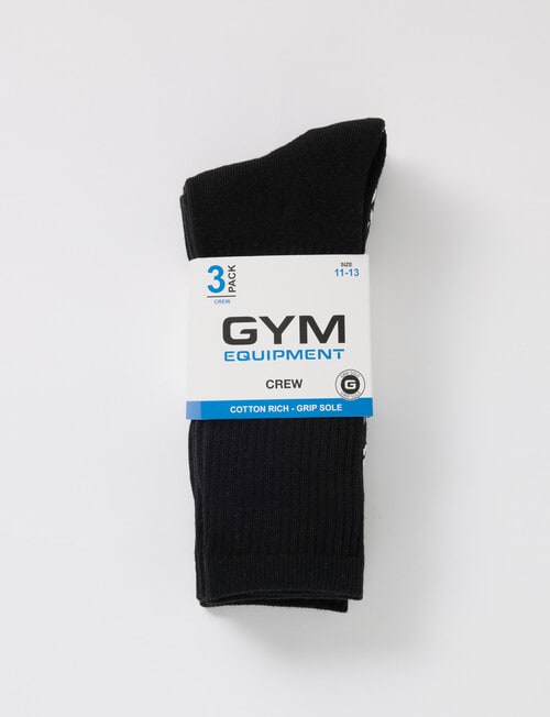 Gym Equipment Grip Crew Socks, 3-Pack, Black product photo View 02 L