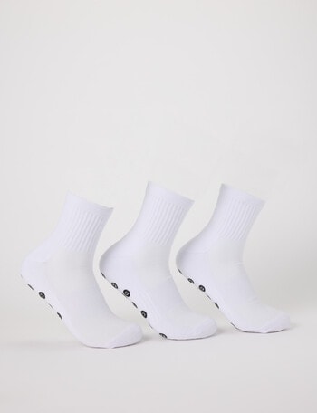 Gym Equipment Grip Quarter Crew Socks, 3-Pack, White product photo
