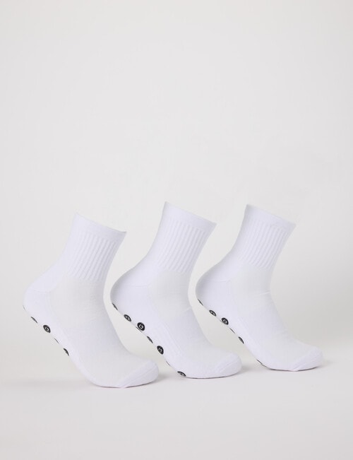 Gym Equipment Grip Quarter Crew Socks, 3-Pack, White product photo