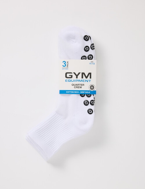 Gym Equipment Grip Quarter Crew Socks, 3-Pack, White product photo View 02 L