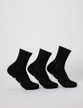 Gym Equipment Grip Quarter Crew Socks, 3-Pack, Black product photo
