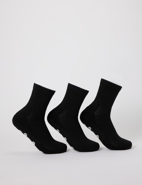 Gym Equipment Grip Quarter Crew Socks, 3-Pack, Black product photo