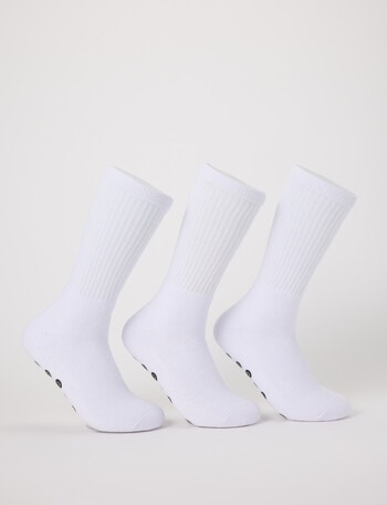 Gym Equipment Grip Crew Socks, 3-Pack, White product photo